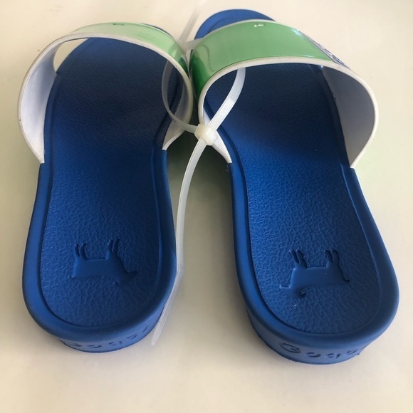 GOATS Kid's Blue/Green The Slide Logo Slide Sandals Size 1 - Picture 4 of 11